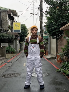 「plain-me（プレインミー）のアイテム（帽子）」を使った、Puffer Sweetさん（メンズ・170cm）の秋コーディネート