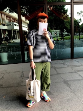 「KANGOL（カンゴール）のアイテム（ニットキャップ/ビーニー）」を使った、Puffer Sweetさん（メンズ・170cm）の春コーディネート