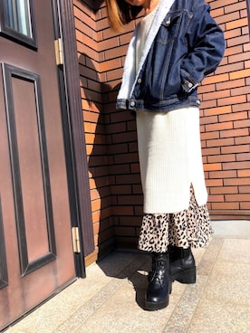 「SpRay PREMIUM（スプレイプレミアム）のアイテム（デニムジャケット）」を使った、rico❤️さん（レディース・159cm）の冬コーディネート