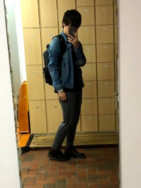 「INDISPENSABLE （インディスペンサブル）のアイテム（バックパック/リュック）」を使った、by hiさん（メンズ・173cm）の秋コーディネート