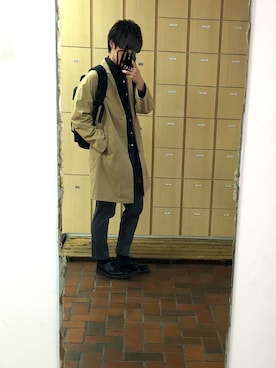 「INDISPENSABLE （インディスペンサブル）のアイテム（バックパック/リュック）」を使った、by hiさん（メンズ・173cm）の秋コーディネート