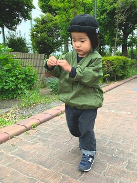 「BIG FIELD（ビッグフィールド）のアイテム（その他アウター）」を使った、shuuuさん（キッズ・100cm）の春コーディネート