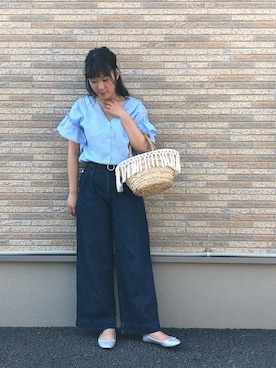 「メチャカリ」｜「アイテム（バレエシューズ）」を使った、momokaさん（レディース・158cm）の春コーディネート