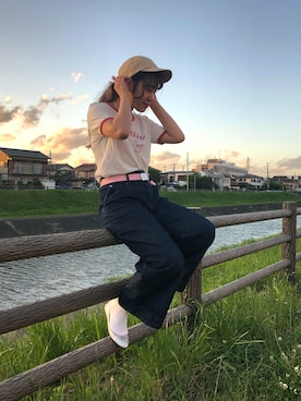 「Another Edition（アナザーエディション）のアイテム（帽子）」を使った、momokaさん（レディース・158cm）の春コーディネート
