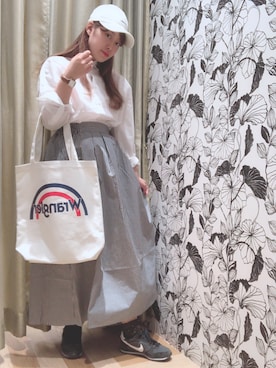 「Green　Parks（グリーンパークス）のタックカラーロングスカート（スカート、その他）」を使った、momokaさん（レディース・158cm）の冬コーディネート