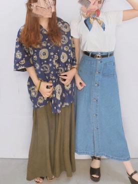 「ワイドシルエット」｜「アイテム（アナログ腕時計）」を使った、みーさん（レディース・152cm）の夏コーディネート