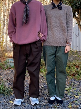 「LENO（リノ）のアイテム（チノパンツ）」を使った、Taigaさん（メンズ・174cm）の冬コーディネート