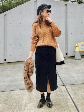 「HERITAGE LEATHER（ヘリテージレザー）のアイテム」を使った、Creamさん（レディース・158cm）の冬コーディネート