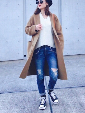 「HERITAGE LEATHER（ヘリテージレザー）のアイテム」を使った、Creamさん（レディース・158cm）の冬コーディネート