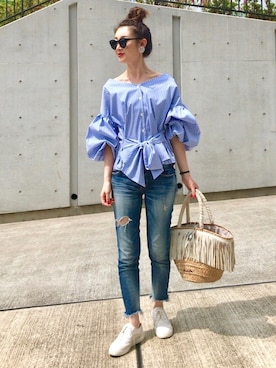 「TIENS ecoute（ティアンエクート）のアイテム（アクセサリー）」を使った、Creamさん（レディース・158cm）の夏コーディネート