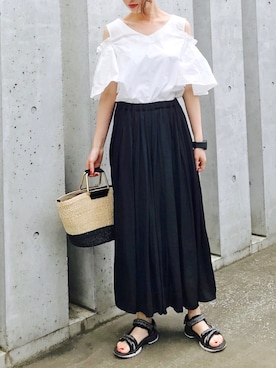 「スカーチョ」｜「アイテム（アナログ腕時計）」を使った、Creamさん（レディース・158cm）の夏コーディネート