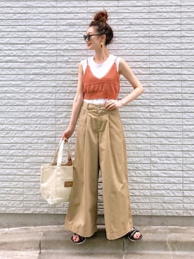 「JEANASIS（ジーナシス）のアイテム（チノパンツ）」を使った、Creamさん（レディース・158cm）の夏コーディネート