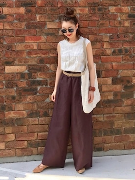 「FREAK'S STORE（フリークスストア）のアイテム（ベルト）」を使った、Creamさん（レディース・158cm）の夏コーディネート