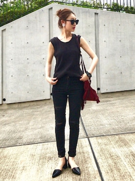 「UNITED NUDE（ユナイテッドヌード）のアイテム（アナログ腕時計）」を使った、Creamさん（レディース・158cm）の夏コーディネート