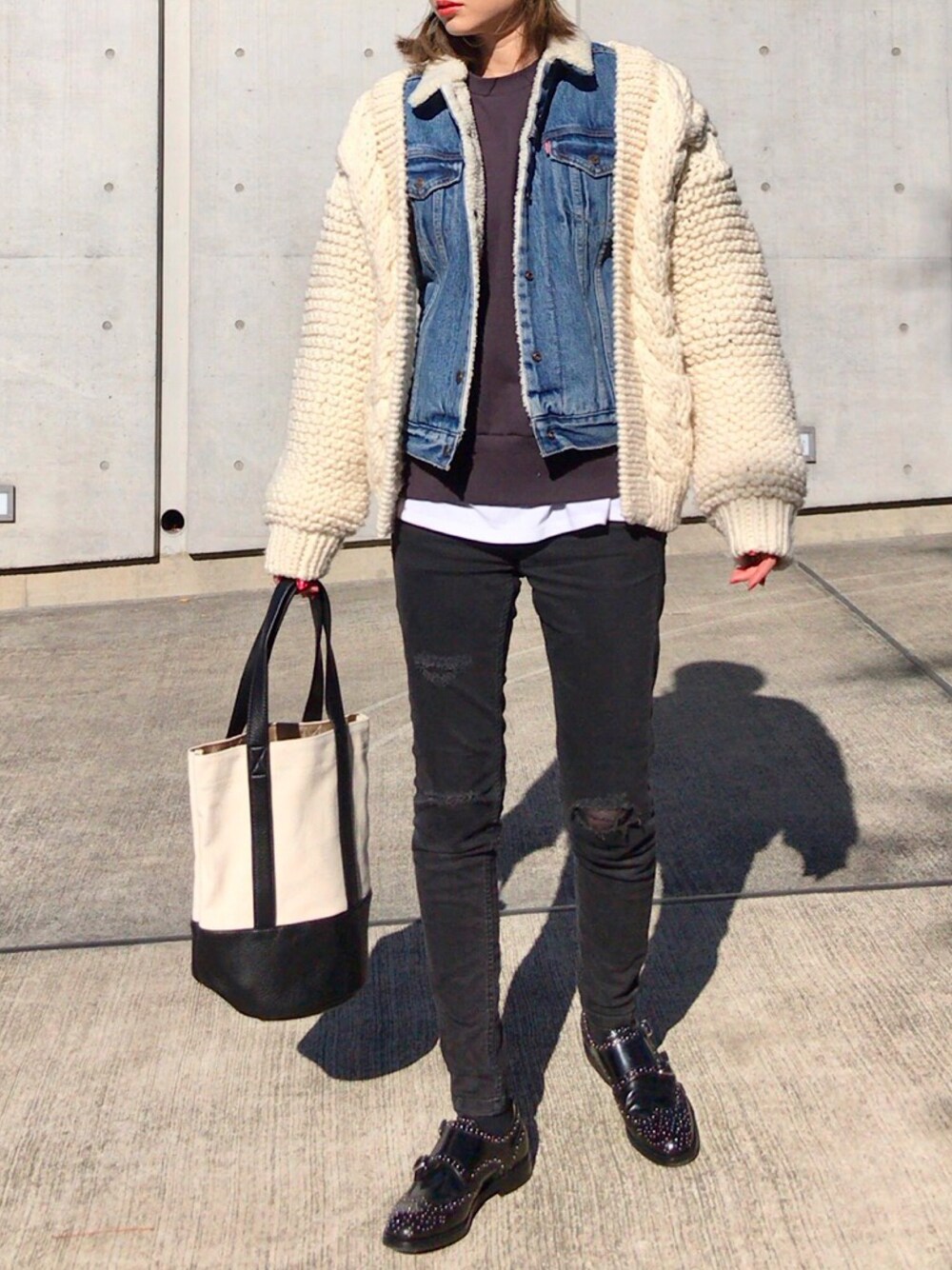 Creamさんの「LEVI'S ORIGINAL SHERPA TRUCKER（URBAN RESEARCH Sonny Label）」を使ったコーディネート