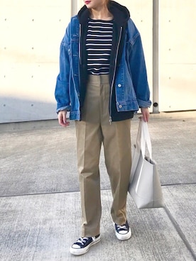 「CONVERSE TOKYO（コンバーストウキョウ）のアイテム（パンツ）」を使った、Creamさん（レディース・158cm）の春コーディネート
