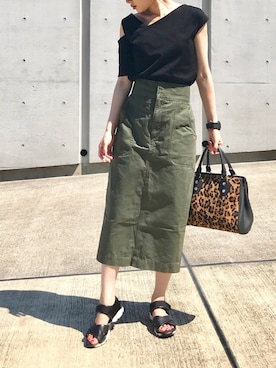 「UNITED NUDE（ユナイテッドヌード）のアイテム（アナログ腕時計）」を使った、Creamさん（レディース・158cm）の夏コーディネート