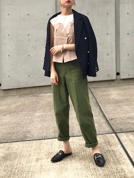 「スリッパ」｜「アイテム（アクセサリー）」を使った、Creamさん（レディース・158cm）の秋コーディネート