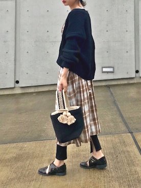 「reca（レカ）のアイテム（レッグウェア）」を使った、Creamさん（レディース・158cm）の秋コーディネート