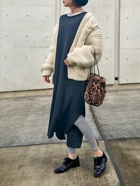 「RED CHOP WORKS（レッドチョップワークス）のアイテム（ワンピース/ドレス）」を使った、Creamさん（レディース・158cm）の秋コーディネート