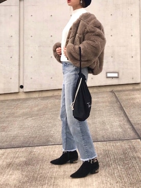 「RED CHOP WORKS（レッドチョップワークス）のアイテム（ジャケット/アウター）」を使った、Creamさん（レディース・158cm）の冬コーディネート