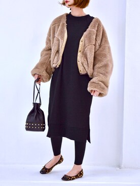 「RED CHOP WORKS（レッドチョップワークス）のアイテム（ジャケット/アウター）」を使った、Creamさん（レディース・158cm）の冬コーディネート
