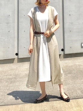 「RED CHOP WORKS（レッドチョップワークス）のアイテム（ワンピース/ドレス）」を使った、Creamさん（レディース・158cm）の春コーディネート