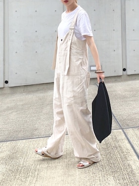 「NAF（ナフ）のアイテム（サロペット/オーバーオール）」を使った、Creamさん（レディース・157cm）の夏コーディネート