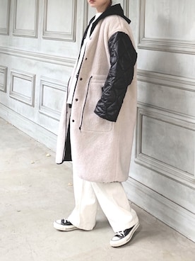 「キルティングコート」｜Creamさん（レディース・158cm）の冬コーディネート