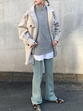 「タートルネック」｜「アイテム（カバーオール）」を使った、Creamさん（レディース・158cm）の冬コーディネート