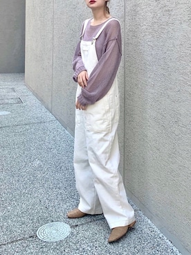 「ラベンダー」｜「アイテム（サロペット/オーバーオール）」を使った、Creamさん（レディース・158cm）の春コーディネート