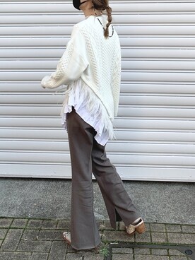 「STUDIOUS（ステュディオス）のアイテム（パンツ）」を使った、Creamさん（レディース・158cm）の冬コーディネート