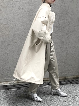 「MAISON SPECIAL（メゾンスペシャル）のアイテム（モッズコート）」を使った、Creamさん（レディース・158cm）の春コーディネート