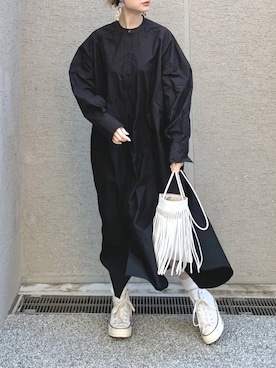 「春めきシューズ」｜「アイテム（シャツワンピース）」を使った、Creamさん（レディース・158cm）の春コーディネート
