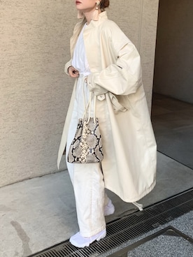 「MAISON SPECIAL（メゾンスペシャル）のアイテム（モッズコート）」を使った、Creamさん（レディース・158cm）の春コーディネート