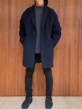 「URBAN RESEARCH（アーバンリサーチ）のアイテム（チェスターコート）」を使った、hashimoto1988さん（メンズ・165cm）の冬コーディネート