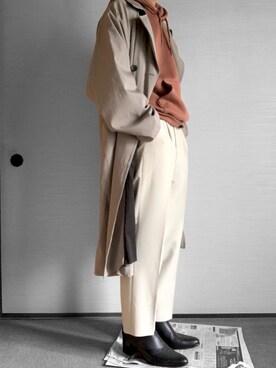 「u170」｜「アイテム（トレンチコート）」を使った、まさん（メンズ・166cm）の冬コーディネート