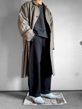 「u170」｜「アイテム（ステンカラーコート）」を使った、まさん（メンズ・166cm）の冬コーディネート