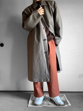 「u170」｜「アイテム（ステンカラーコート）」を使った、まさん（メンズ・166cm）の冬コーディネート