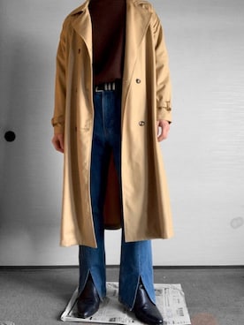 「u170」｜「アイテム（トレンチコート）」を使った、まさん（メンズ・166cm）の冬コーディネート