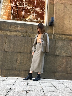 「Abahouse Devinette（ドゥヴィネット）のアイテム（ジャケット/アウター）」を使った、HALUKAさん（レディース・167cm）の秋コーディネート