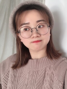 「休闲」｜「アイテム（ハンチング/ベレー帽）」を使った、就地瓜吧さん（レディース・162cm）の秋コーディネート