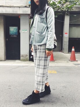 「streetsnap」｜「アイテム（デニムジャケット）」を使った、Yuさん（レディース・158cm）の冬コーディネート