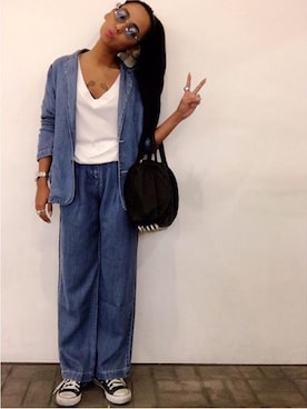 「Alexander Wang」｜「アイテム（ドラムバッグ）」を使った、i_am_azsさん（レディース・160cm）の春コーディネート