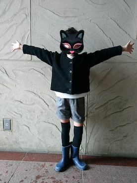 「グレンチェック」｜「アイテム（レインシューズ）」を使った、mairinさん（キッズ・120cm）の秋コーディネート