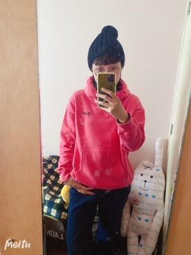 「アイテム（カバーオール、ピンク系）」を使った、いっちゃんさん（レディース・161cm）の春コーディネート