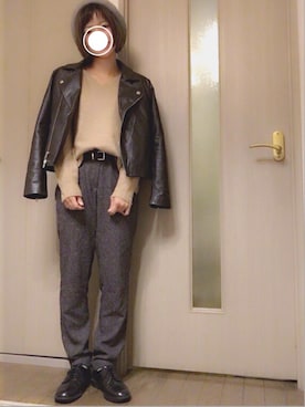 「URBAN RESEARCH（アーバンリサーチ）のアイテム（ライダースジャケット）」を使った、mmmさん（レディース・150cm）の秋コーディネート