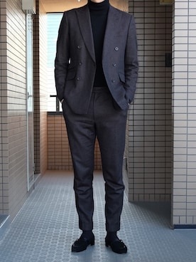 「ブラウン×ブラック」｜Yuki Sugaさん（メンズ・179cm）の冬コーディネート