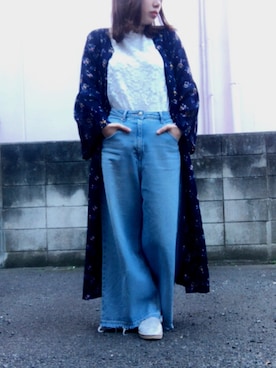 「シルバー」｜「アイテム（スリッポン）」を使った、ボソタニさん（レディース・157cm）の春コーディネート