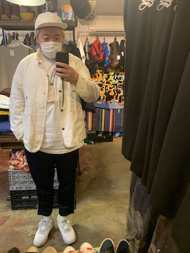 「アイテム（カバーオール）」を使った、熊坂スグルさん（メンズ・181cm）の春コーディネート